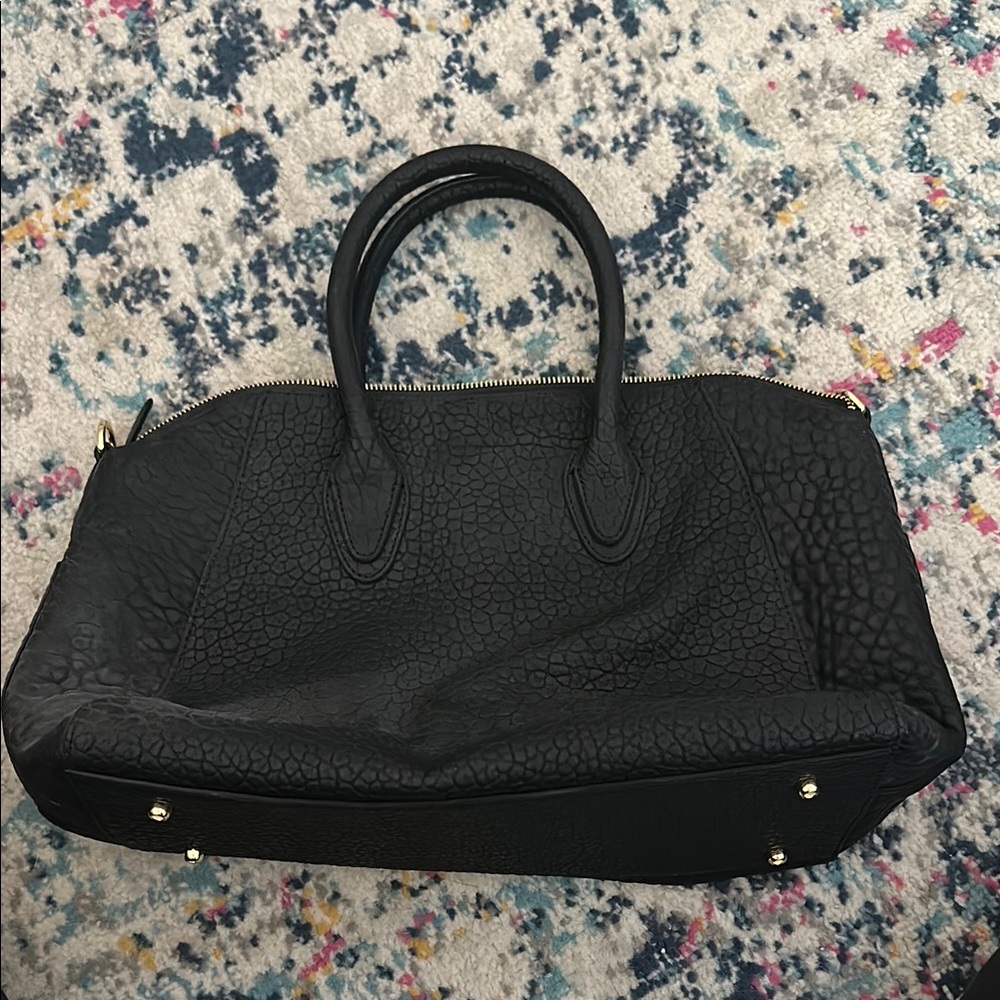 Chic Black Textured Satchel